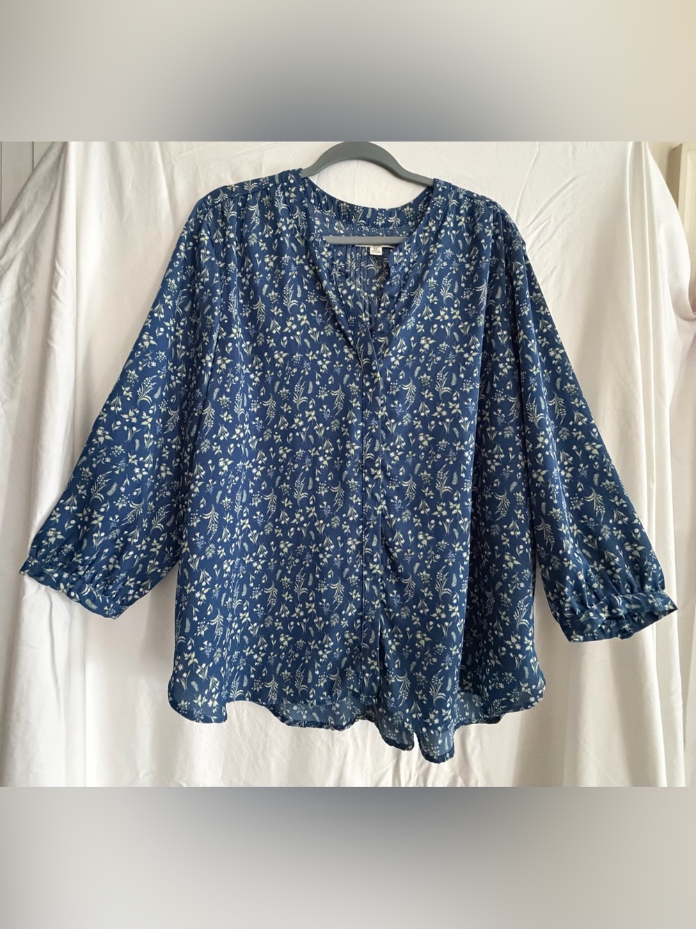 Jachs Navy Blue Floral V-Neck Tunic